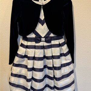 Jona Michelle Blue and Silver Pleated Fit and Flare Dress